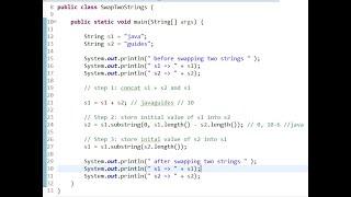 Java Program to Swap Two Strings Without Using Third Variable