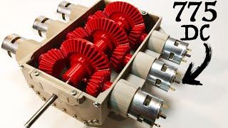 900W Crazy Powerful Gearbox With SIX 775 DC Motors - 3D Printed