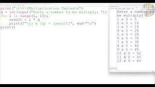 How to Create a Multiplication Table using For Loop in Python. A Beginners Tutorial