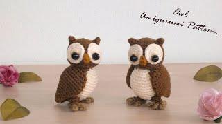 Owl Amigurumi (movable head) : Crochet Pattern แพทเทิร์นโครเชต์นกฮูกหมุนหัวได้