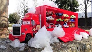 Find 12 Disney Cars in the snowy park!