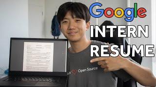 My Google Internship Resume | Personal Resume Tips