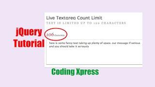 Text Character Count In Textarea jQuery | jQuery Tutorial | Coding Xpress