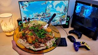 A rotina comum de um gamer na cozinha