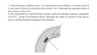 Qu.: Tangential and Normal Components of Acceleration المركبة المماسية والعمودية للعجلة