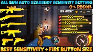 All Gun Headshot Sensitivity Setting After New OB44 Update | Free Fire Max Auto Headshot Sensitivity