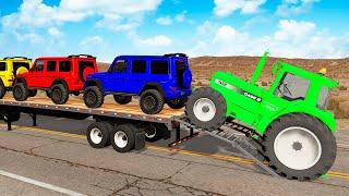 Flatbed Truck Mcqueen | Transportation with Truck - Pothole vs Car #123 - BeamNG.Drive