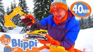 Blippi Plays in the Snow with Construction Vehicles! | BEST OF BLIPPI TOYS | Vehicle Videos for Kids