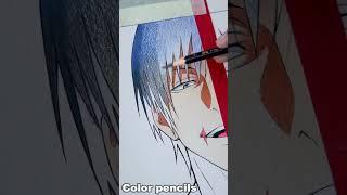 『呪術廻戦』Color Pencils vs Markers - TOJI #shorts #art #jujutsukaisen #呪術廻戦