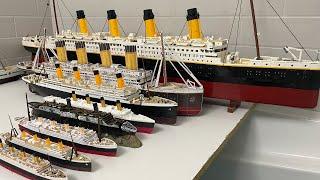 Titanic and HMHS Britannic Lined Up. All Model Ships Collection Review and their Sinking Video