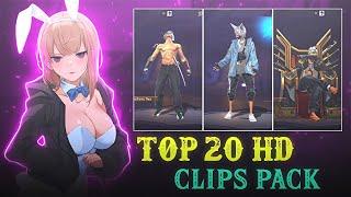 TOP 20 CLIPS PACK  | FREE FIRE CLIPS PACK  FF LOBBY CC PACK | COPYRIGHT FREE