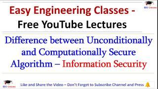 Difference between Computationally Secure and Unconditional Secure Cipher | Information Security