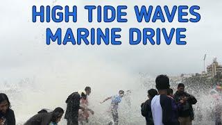 Hightide, Marine drive, Mumbai Rain "Arabian Ocean Waves at its Peak" Nariman Point.