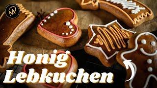 Honig Lebkuchen selber machen - einfache Lebkuchen mit Zuckerguss verzieren