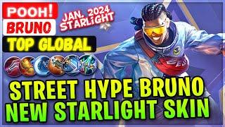 Street Hype Bruno, New Starlight Skin Gameplay [ Supreme Bruno ] ᴘᴏᴏʜ! - Mobile Legends Emblem Build