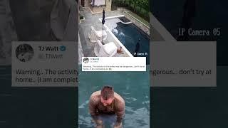 T.J. Watt wipes out cleaning his pool ‍️