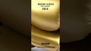 Gold Semi-Leather Boxing Gloves by Rise Fight Gear – Designed for Humidity, Built for Performance!