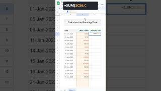 Calculate the Running Total in Google Sheets #shorts