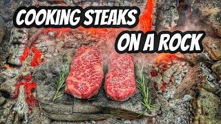 Wagyu Steak On A Rock! wilderness Cooking Technique | survival cooking method