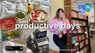 8AM PRODUCTIVE days in my life!️ slow & cozy mornings, bookstore shopping, & healthy habits!