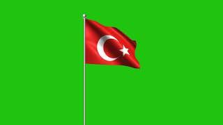 Turkey Flag Green Screen | Turkey Waving Flag Green Screen Animation | Royalty-Free | 3D flag