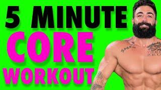 5 MINUTE CORE TIGHTENING WORKOUT! NO EQUIPMENT, AT HOME ABS, BEGINNER LEVEL!