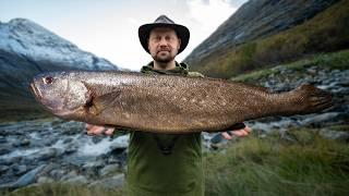 Giant eagle fish grilled in the middle of a rushing river | ASMR Outdoor Cooking 4K