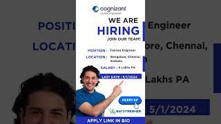 Cognizant hiring freshers as Trainee Engineers | Way2Freshers  #fresherjobs #freshersjobs #job