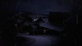 Japanese Village Thunderstorm Rain Sounds For Sleeping Dimmed Screen Relax Sleep Study