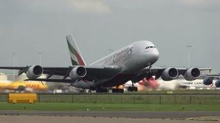 A380 EMIRATES A6-EDT takeoff KAAGBAAN schiphol AMS 2-8-12