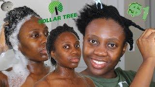 4C Natural Hair WASH DAY ROUTINE using $1 Hair products Dollar Store + Natural Hair NIGHT ROUTINE!