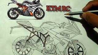 KTM RC 390 drawing || how to draw bike