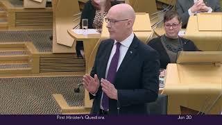 John Swinney says Scotland 'doesn't take Anas Sarwar seriously' in loud exchange at FMQs