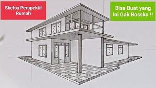 Arsitektur 50 - Menggambar Sketsa Rumah Bertingkat •|| Perspektif 2Titik Hilang