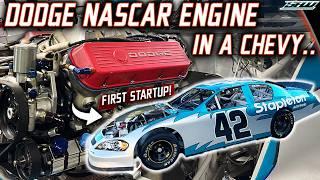 IT RUNS! Building My 2006 NASCAR Monte Carlo: Dodge R5P7 First Startup! (Oil Lines and Wiring)