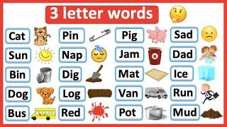 3 Letter Words List  | Phonics lesson | Reading Lesson | Learn with examples