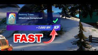 HOW TO COMPLETE DESTROY TREES MILESTONE [FAST] IN FORTNITE CHAPTER 3 SEASON 2 [200 TREES PER MATCH]