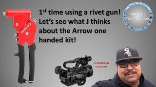 Pop Riveting Beginner Shows us the Arrow 1-Handed Swivel Riveter Kit