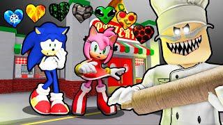 SONIC AND AMY VS PAPA PIZZA PIZZERIA But There's CUSTOM HEARTS