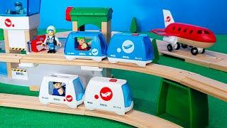 BRIO Wooden Trains Airport with Monorail, Cargo Trains, Planes and Helicopters
