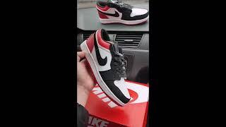 Женские кроссовки Nike Air Jordan Retro 1 low Black/White/Red черные с красным