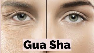 GUA SHA TO ERASE FROWN LINES & DOUBLE CHIN - Follow along tutorial.  (Super easy)