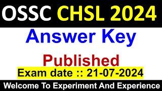 OSSC CHSL 2024 Answer Key Published #osscchsl #ossc #osscchsl2024