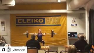 Snatch at 80kg and clean & jerk at 90kg by Rebecka Vitesson