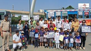 Newtown Daycare School kids teach traffic safety rules with the Kolkata Traffic Police