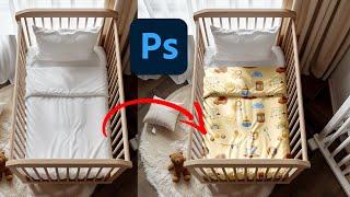 How to make a Baby Crib Sheet Mockup, baby blanket mockup in Photoshop | Photoshop Mockup Tutorial