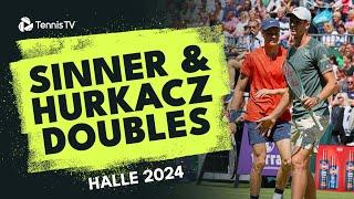 Jannik Sinner & Hubert Hurkacz Play Doubles Together | Halle 2024 Match Highlights