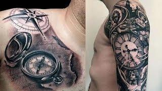 50 Cool Pocket Watch and Compass Tattoos for Men 2018 & 2019