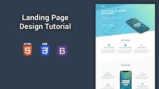 Build a landing page using HTML, CSS & Bootstrap 4