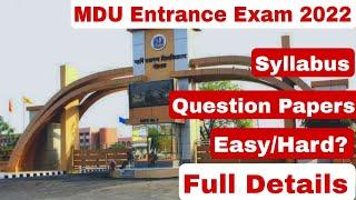 MDU Entrance Exam 2022 || Syllabus of Entrance exam || Mdu Admission 2022 || #mduentranceexam2022